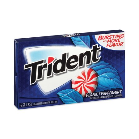 TRIDENT SugarFree Gum, Perfect Peppermint, 14 Pieces, PK9, 9PK 131469